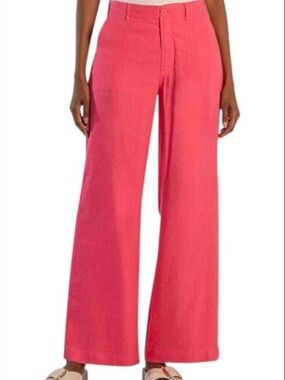 KUT from the Kloth Women's Meg-Wide Leg Linen Blend Pant in Punch Size 4